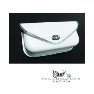 White Windshield Pouch, with Silver Edge Trim for Harley FL 1960-84