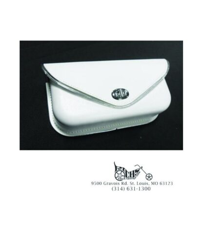 White Windshield Pouch, with Silver Edge Trim for Harley FL 1960-84