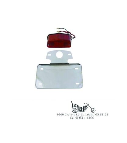 Chrome Lucas tail light with plate frame for side or sissy bar mount 4" x 7"