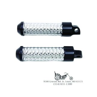Black With Chrome Bullet Style Footpeg Set - Fits See Below