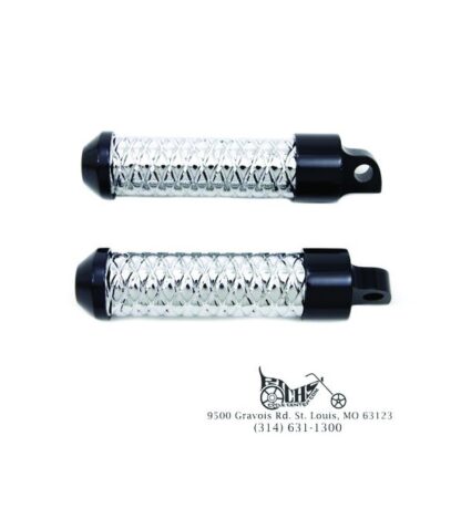 Black With Chrome Bullet Style Footpeg Set - Fits See Below