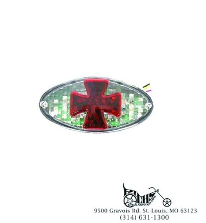 LED Oval Tail Lamp with Maltese Inset Clear Lens with Red Cross