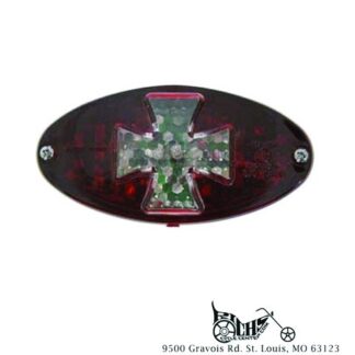 LED Oval Tail Lamp with Maltese Inset Red