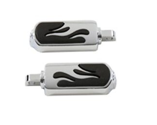Chrome Flame Style Footpeg Set Male End Mount