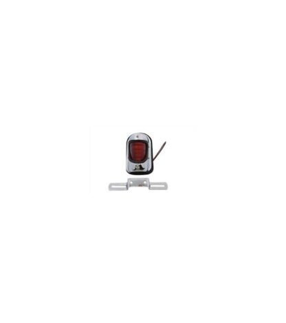 Chrome Beehive Style Tail Light 12 Volt with Gasket and Plate Bracket