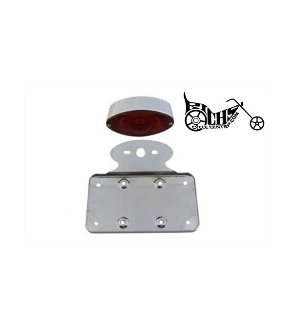 Chrome Cateye Lamp With Plate Frame For Side Or Sissy Bar Mount