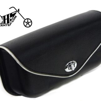 Black Windshield Pouch, with Silver Edge Trim for Harley FL 1960-84