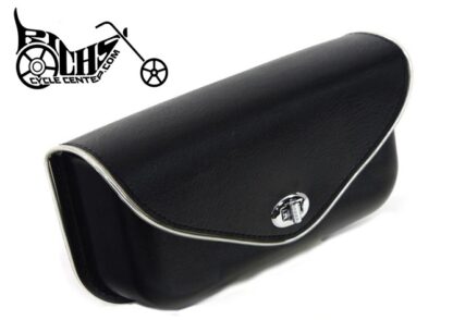 Black Windshield Pouch, with Silver Edge Trim for Harley FL 1960-84