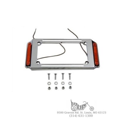 License Plate Frame Chrome with Side Lights Custom application for 4" X 7" plate