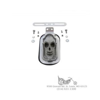 Chrome die cast skull face red LED tombstone tail lamp with clear lens