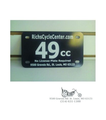 49cc Scooter .050 thick Black Plastic License Plate with white letters