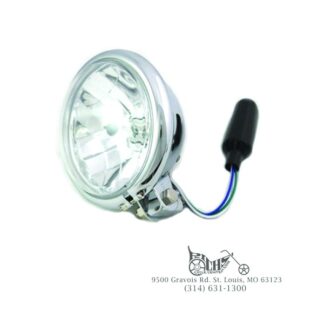5-3/4" Round Headlamp Chrome 55/60 watt H4 bulb with socket