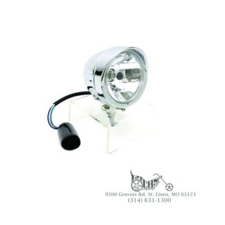 Buffalo Style Round Headlamp Chrome a 60/55 watt H4 bulb with visor