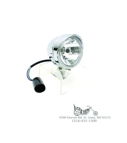 Buffalo Style Round Headlamp Chrome a 60/55 watt H4 bulb with visor
