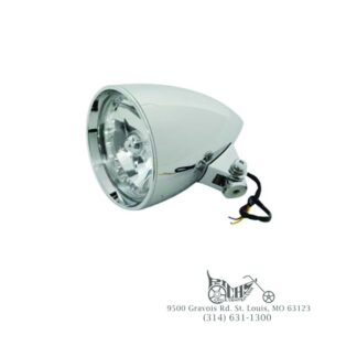 Billet 5-3/4" rocket headlamp includes an 60/55 watt H-4 bulb with trim ring