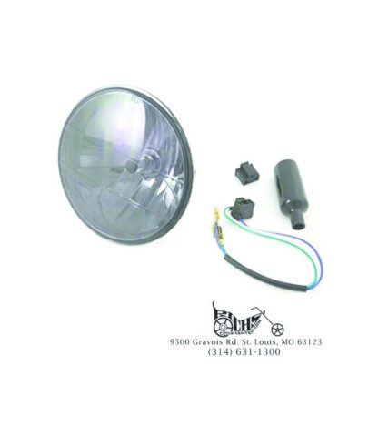 7" Round Headlamp Sealed Beam 12 Volt 60/55 Watt Smoked Lens FXST FLST 84-Up